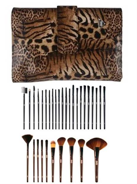 MANTA PINCELES 32 BROCHAS MAQUILLAJE LEOPARDO