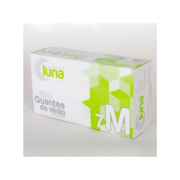 GUANTES VINILO LUNA C/POLVO T/P