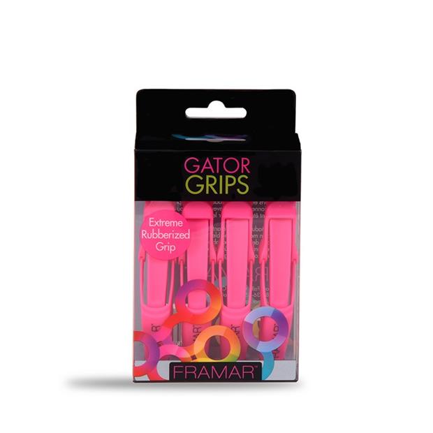 PINZAS DE GOMA ROSA PARA CABELLO, 4 UNIDADES