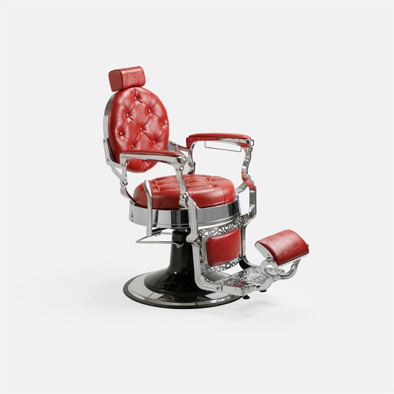 SILLON BARBERO MACK PLATA-ROJO