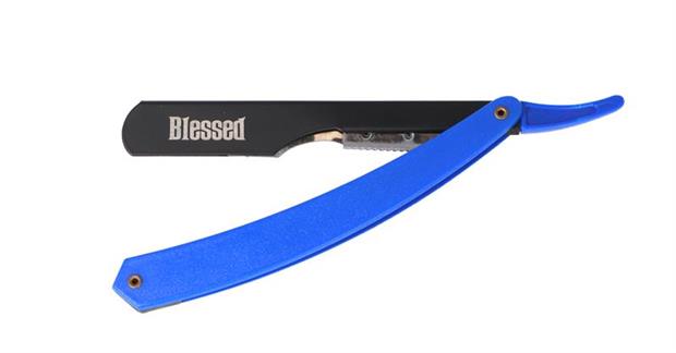 NAVAJA DE CARRIL MANGO PLASTICO AZUL BLESSED