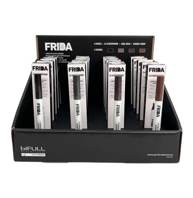 EXPOSITOR FRIDA 20+4 UDS LÁPICES DE CEJAS LIQUIDO 4 PUNTAS