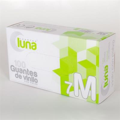 GUANTES VINILO LUNA C/POLVO T/P