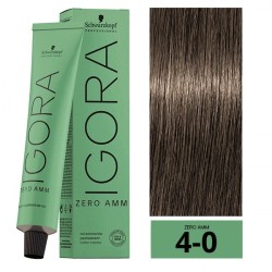 COLORACION PERMANNETE SIN AMONIACO IGORA ZERO AMM 4-0  60ML.